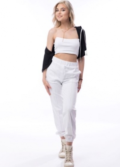 Спортен панталон с ръб и ластик / New in SS24 White