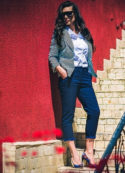 cropped stretch trouser ANTIQUE blue